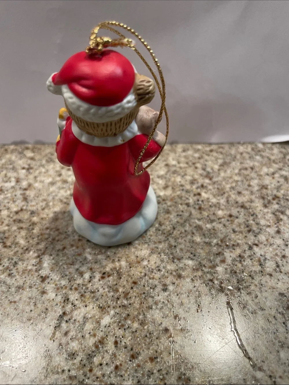 Vtg collectible CVS 1997 Red Santa Bear Ornament with Gold Cord